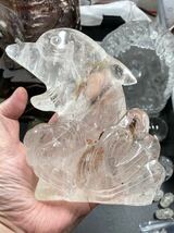 【一点もの】水入り水晶 イルカ 約1kg 彫り物 0826_画像8