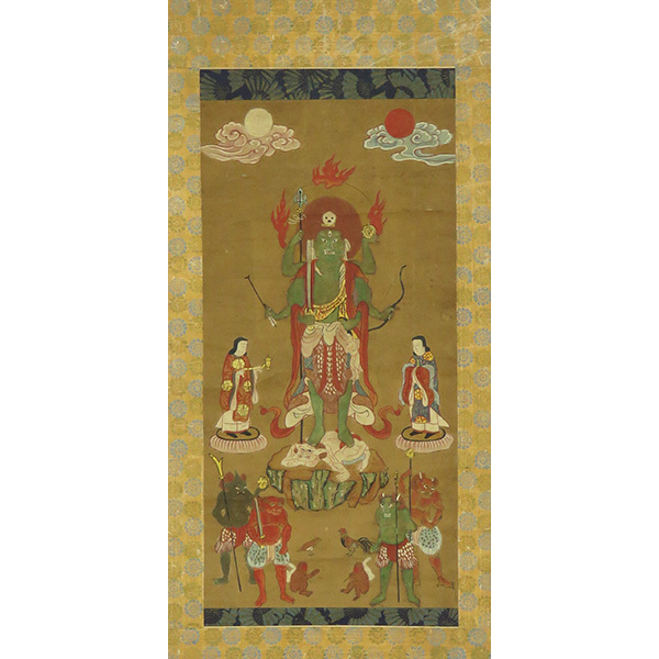 B-3649 [Genuine] Buddhist painting, hand-painted paper with light color, Shomen Kongo statue, hanging scroll / Buddhist art, mandala, the principal image of the Koshin-e, calligraphy, calligraphy, Painting, Japanese painting, person, Bodhisattva