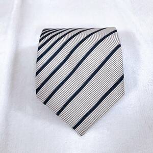 WS0164 Princeps メンズ ネクタイ イタリア製 エレガント ネイビー（紺） ストライプ シルク 上品 