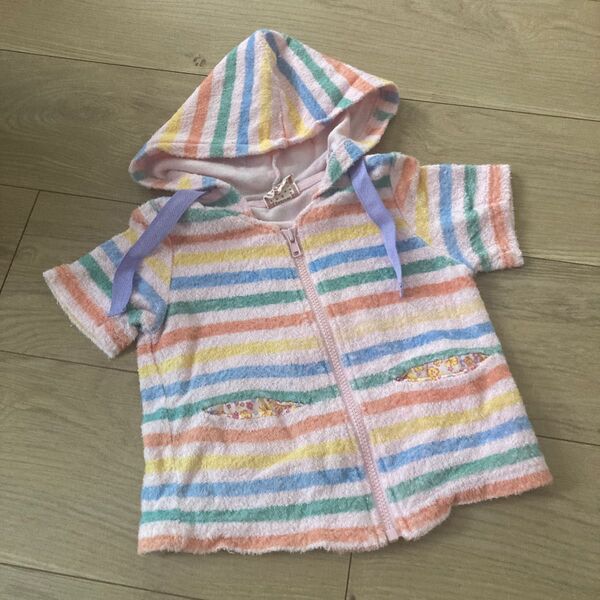 ベビー服 80 ウィルメリー 半袖 パーカー 上着 新生児 カラフル ボーダー
