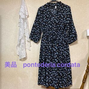 美品 pontederia cordata 花・フラワー柄ワンピース L