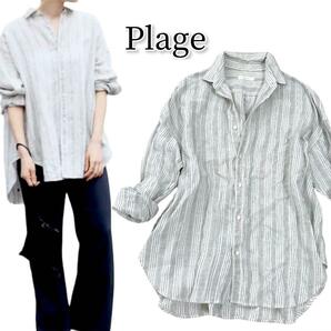 Plage Linen Big シャツ ストライプ オーバーサイズ フリーサイズ