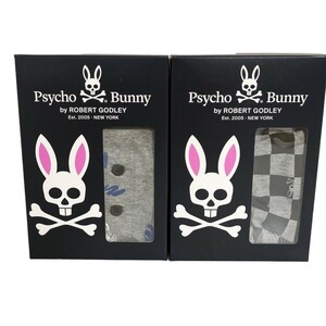 新品 サイコバニー ボクサーパンツ セット M 杢グレー/杢グレー Psycho Bunny ボクサーブリーフ 前開き仕様 ウサギ ラビット