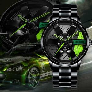  supercar wheel wristwatch sport watch men's green 