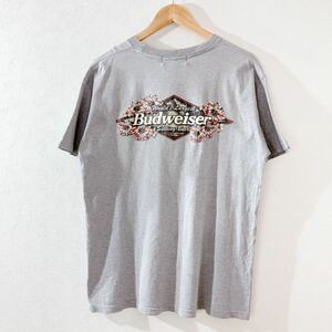 90s ヴィンテージ　Budweiser バドワイザー　Tシャツ　半袖　グレー　メンズ　L アメカジ　古着　ストリート