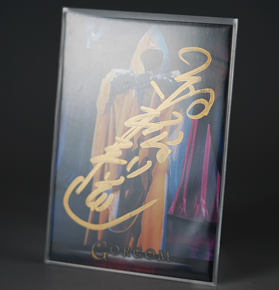 Not for sale Toshimichi Takahashi Handwritten Gold Signed Grand Priest Baraomu Card AMADA Kamen Rider BLACK Trading Card Rare Card Kotaro Minami Steel Special Photo, Trading cards, special effects, Kamen Rider