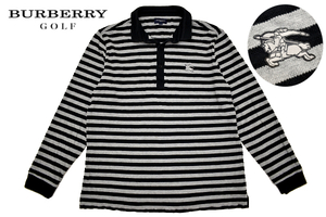 Y-6271* бесплатная доставка *BURBERRY GOLF Burberry Golf * стандартный товар сделано в Японии окантовка шланг Logo ткань ткань стрейч материалы рубашка-поло с длинным рукавом 4
