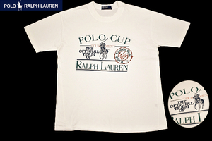 Y-6331★送料無料★Polo by Ralph Lauren ポロ ラルフローレン★大きなデカロゴ ホワイト白色 半袖 T-シャツ L