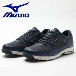 1.7万★超美品 2022年製 防水 ミズノ MIZUNO LDアラウンド3 SW GTX ウォーキングシューズ メンズ タウン ネイビー 25.5cm