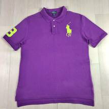 POLO BY RALPH LAUREN ポロ バイ ラルフローレン 半袖ポロシャツ YOUTHサイズ XL(18-20) パープル 刺繍ロゴ ワッペン ビッグポニー_画像2