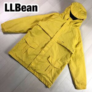 LLBean エルエルビーン アウター マウンテンジャケット KIDS XL /18-20 イエロー フードツバ付 ラグランスリーブ 裏地フリース ロゴ