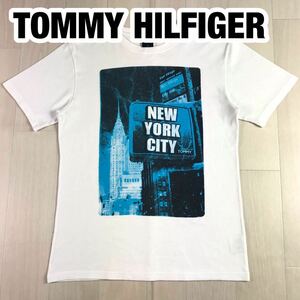 TOMMY HILFIGER トミー ヒルフィガー 半袖 Tシャツ M ホワイト プリント マルチカラー