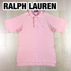 POLO BY RALPH LAUREN ポロ バイ ラルフローレン 半袖 ポロシャツ L ピンク ラグランスリーブ 刺繍ロゴ ポニー