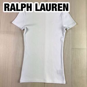 LAUREN RALPH LAUREN ローレン ラルフローレン 半袖 Tシャツ XS ホワイト 刺繍ロゴ