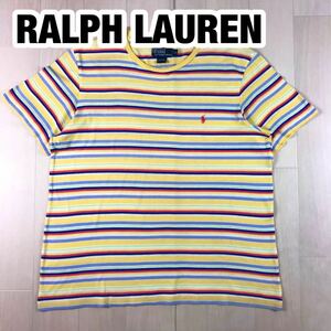 POLO BY RALPH LAUREN ポロ バイ ラルフローレン 半袖 Tシャツ LL ボーダー柄 マルチカラー 刺繍ロゴ ポニー ビッグサイズ