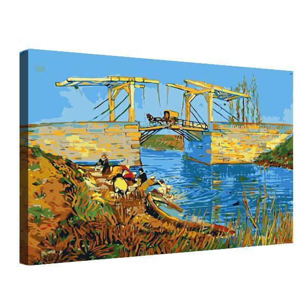 Libro para colorear con números Pintura al óleo DIY Pintura famosa Van Gogh Puente levadizo de Arles Pintura al óleo digital Pintura interior fácil Marco de 40x50 y truco incluidos, arte, entretenimiento, cuadro, Libro de técnicas