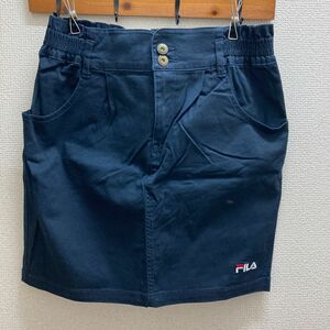 FILA フィラ　スカート　膝上　ネイビー　綿　ロゴ入り　Lサイズ　おしゃれ　可愛い　春夏