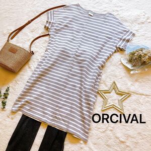 【美品】ORCIVAL ボーダー　カットソー　チュニック　ワンピース　ベージュ