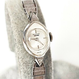 動作品 BENRUS ベンラス アーモンドケース スイス製 ヴィンテージ アンティーク レディース腕時計 手巻き式 稼働品 j201