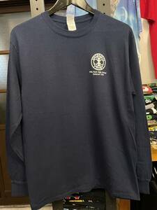 ★USA古着　カレッジ系　ワンポイント　バックプリント　長袖Tシャツ　ロンT 紺色　navy GILDAN M