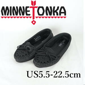 MK1087*MINNETONKA*ミネトンカ*レディースモカシン*US5.5-22.5cm*黒