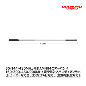 第一電波工業 SRH940 50/144/430MHz帯＆AM/FMエアーバンド/150/300/450/900MHz帯受信対応ハンディアンテナ ダイヤモンドアンテナ