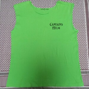 黄緑L CAPTAINS HELM キャプテンズヘルム カットオフ ノースリーブ Tシャツ