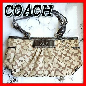 【1品限り】COACH コーチ ショルダー トート バッグ キャンバス シグネチャー レディース #B23