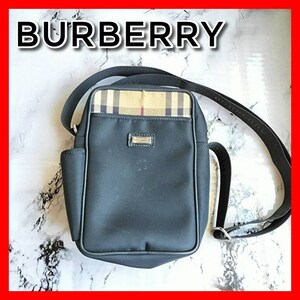 【1品限り】Burberry バーバリー ショルダーバッグ ポーチ レディース メンズ 黒 ブラック系 #B24