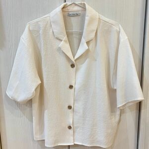 【試着のみ】オープンカラーシャツ　開襟シャツ　オフホワイト