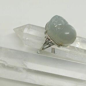値下げ 貔貅リング　指輪　フリーサイズ　グレームーンストーン 高品質　天然石