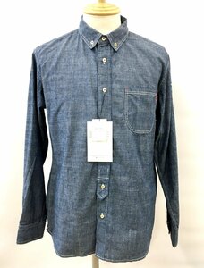 河谷シャツ KAWATANI SHIRT シャツ L ブルー系 長袖 綿100% ワッペン 男女兼用 未使用 2308WR105