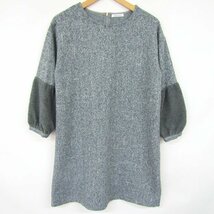 オリーブデオリーブ ワンピース 長袖 ボア切替 シンプル チュニック トップス レディース Mサイズ グレー OLIVE des OLIVE_画像1