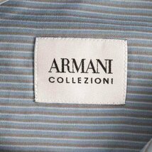 アルマーニコレッツォーニ シャツ 長袖 ストライプ 大きいサイズ コットン100％ メンズ 43/17サイズ ブルー ARMANI COLLEZIONI_画像2