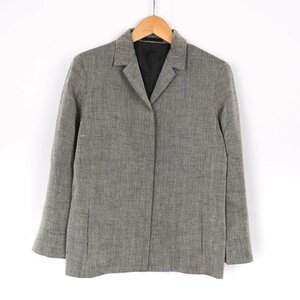  Burberry London tailored jacket wool *linen. stretch outer lady's 38 size gray BURBERRY LONDON