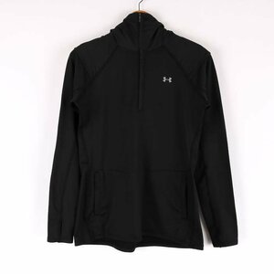 アンダーアーマー 長袖Tシャツ フード付き ハーフジップ スポーツウェア トップス レディース MDサイズ ブラック UNDER ARMOUR