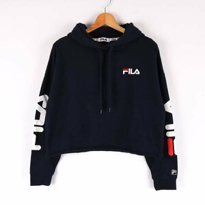 フィラ 長袖パーカー プルオーバー バックロゴ 袖ロゴ トップス レディース Fサイズ ネイビー FILA