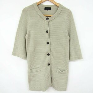  Untitled long cardigan knitted long sleeve round neck made in Japan lady's 2 size beige UNTITLED