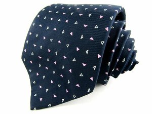  Hugo Boss brand necktie total pattern triangle pattern silk Italy made water repelling processing men's navy HUGO BOSS