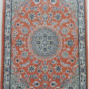 ペルシャ絨毯 カーペット ウール＆コットン 手織り高級 ペルシャ絨毯の本場 イラン ナイン産 玄関マットサイズ 121cm×79cm 本物保証