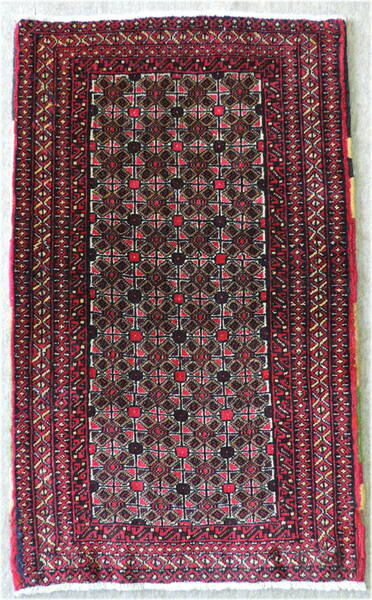 ペルシャ絨毯 カーペット ウール 手織り高級 ペルシャ絨毯の本場 イラン バルーチ産 玄関マットサイズ 65cm×109cm 本物保証