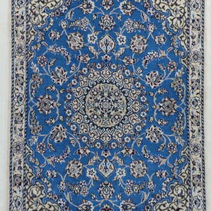 ペルシャ絨毯 カーペット ウール＆コットン 手織り高級 ペルシャ絨毯の本場 イラン ナイン産 玄関マットサイズ 117×80cm 本物保証