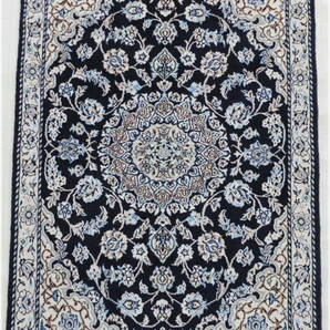 ペルシャ絨毯 カーペット ウール＆コットン 手織り高級 ペルシャ絨毯の本場 イラン ナイン産 玄関マットサイズ 122cm×80cm 本物保証