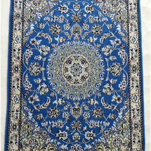 ペルシャ絨毯 カーペット ウール＆コットン 手織り高級 ペルシャ絨毯の本場 イラン ナイン産 玄関マットサイズ 115cm×78cm 本物保証