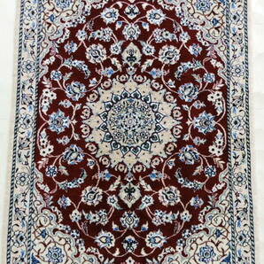 ペルシャ絨毯 カーペット ウール＆コットン 手織り高級 ペルシャ絨毯の本場 イラン ナイン産 玄関マットサイズ 120cm×80cm 本物保証