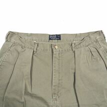 90s【USA製】POLO by Ralph Lauren 2タックチノショーツ W36 コットン カーキ/オリーブグリーン ポロラルフローレン ショートパンツ CHINO_画像3