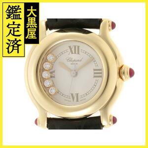  Chopard happy sport 27/6149-21 white yellow gold × leather lady's quarts exterior has been finished [200]