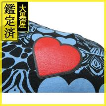 HERMES　エルメス　Tシャツ　レディース40　ブラック　ライトブルー　レッド　JUNGLE LOVE　ハート　コットン　【432】_画像5