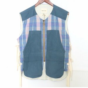 未使用 NICHOLAS DALEY 23SS UTILITY WAISTCOAT Mサイズ ブルー ニコラスデイリー ジップアップベスト