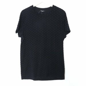 BALMAIN ベロア総ロゴTシャツ ブラック Lサイズ 1601I378 バルマン 半袖カットソー